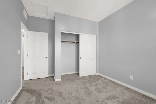 965 Nevada State Dr Unit 36102, Henderson, NV 89002 - unfurnished bedroom with attic access, baseboards, a closet, and carpet flooring
