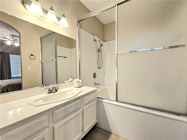 9000 S Las Vegas Blvd Unit 1187, Las Vegas, NV 89123 - ensuite bathroom featuring ceiling fan, vanity, and shower / bath combination with glass door