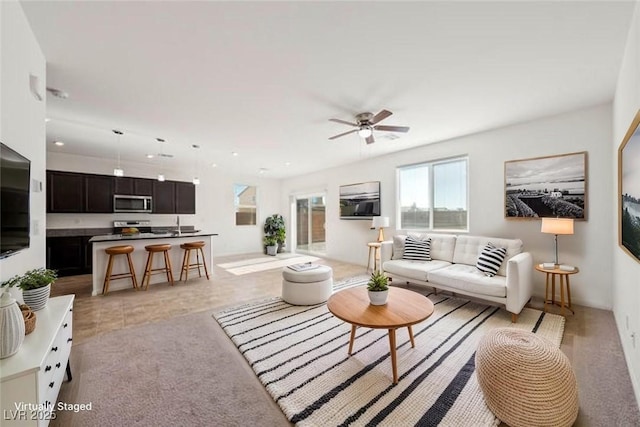 3981 E Teller Dr, Pahrump, NV 89061 - living room with ceiling fan and recessed lighting