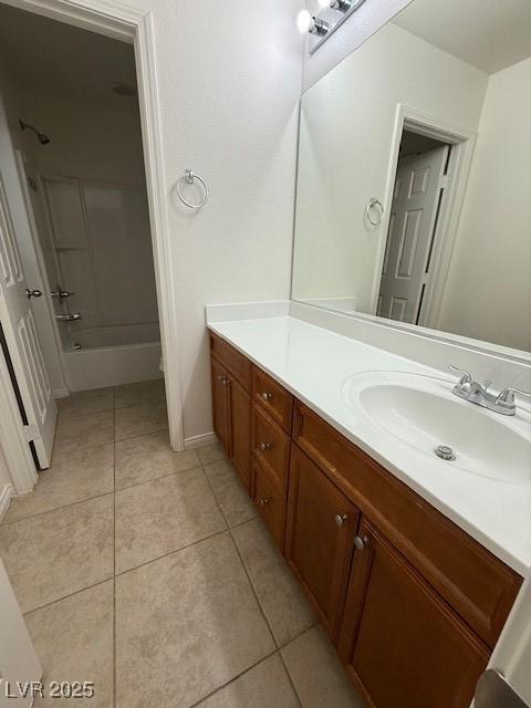 3104 Naggio Shores Ave, Las Vegas, NV 89141 - bathroom with vanity, tile patterned floors, and bathtub / shower combination
