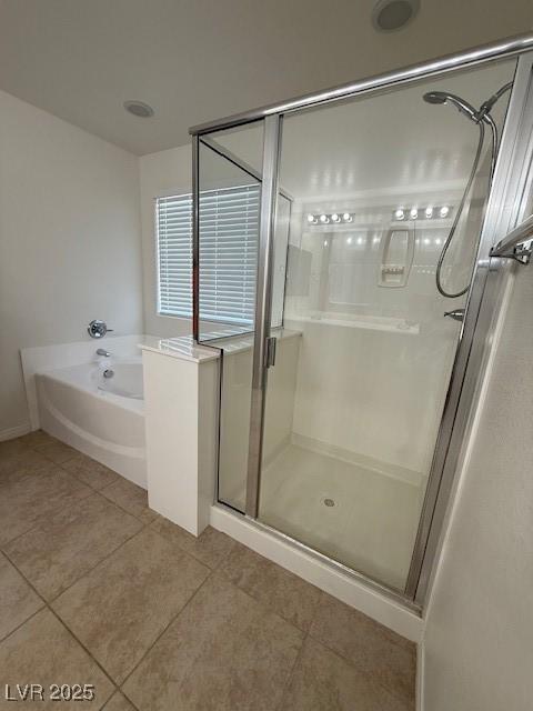 3104 Naggio Shores Ave, Las Vegas, NV 89141 - full bathroom with tile patterned flooring, a stall shower, and a bath
