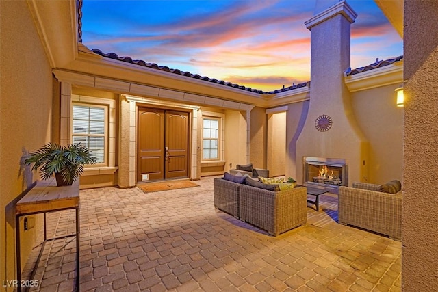 50 Carolina Cherry Dr, Las Vegas, NV 89141 - view of patio featuring an outdoor living space with a fireplace