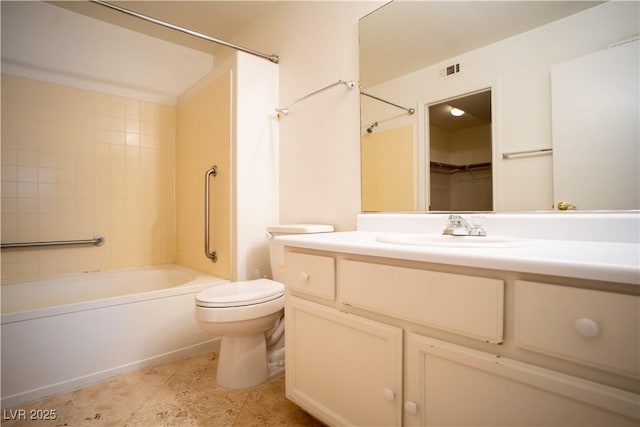 8160 Autumn Star Ave, Las Vegas, NV 89145 - bathroom with toilet, visible vents, washtub / shower combination, and vanity