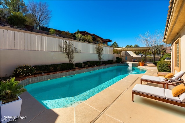 380 Claremont St, Boulder City, NV 89005 - view of pool featuring a fenced backyard, a fenced in pool, and a patio