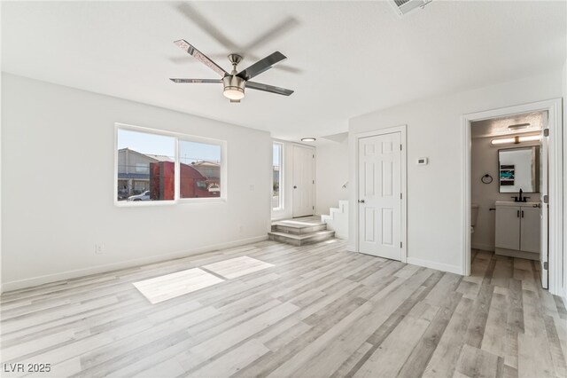 2915 Cedar Ave Unit 12C, Las Vegas, NV 89101 - unfurnished bedroom with visible vents, light wood-type flooring, baseboards, and a sink