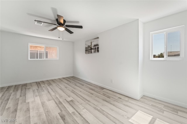 2915 Cedar Ave Unit 12C, Las Vegas, NV 89101 - spare room with visible vents, baseboards, light wood-type flooring, and ceiling fan