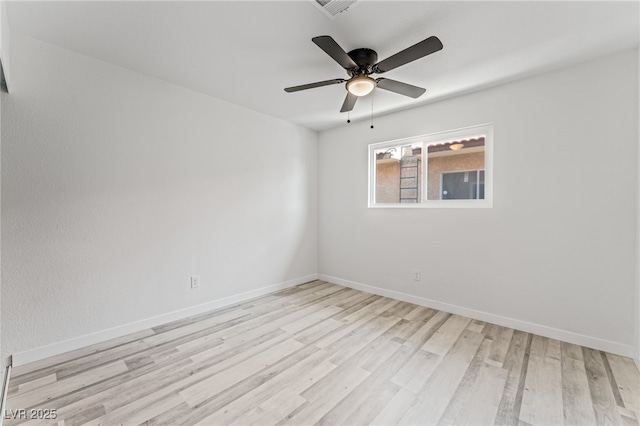 2915 Cedar Ave Unit 12C, Las Vegas, NV 89101 - empty room with visible vents, baseboards, a ceiling fan, and light wood finished floors
