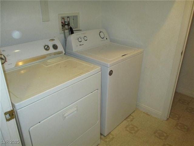 5481 Railroad River Ave, Las Vegas, NV 89139 - washroom featuring washing machine and dryer, light flooring, and baseboards