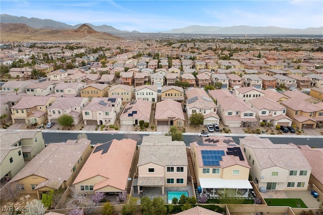 birds eye view of property featuring a residential view and a mountain view