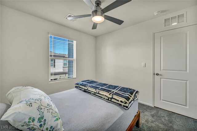 3725 Celesta Vista Ave, Henderson, NV 89044 - bedroom featuring dark colored carpet, a ceiling fan, and baseboards