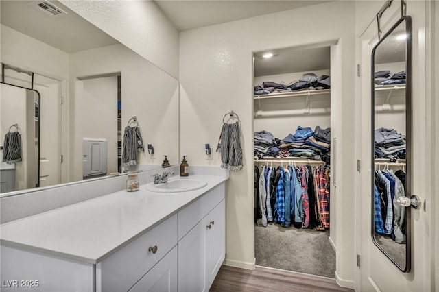 3725 Celesta Vista Ave, Henderson, NV 89044 - bathroom with vanity, wood finished floors, and a spacious closet