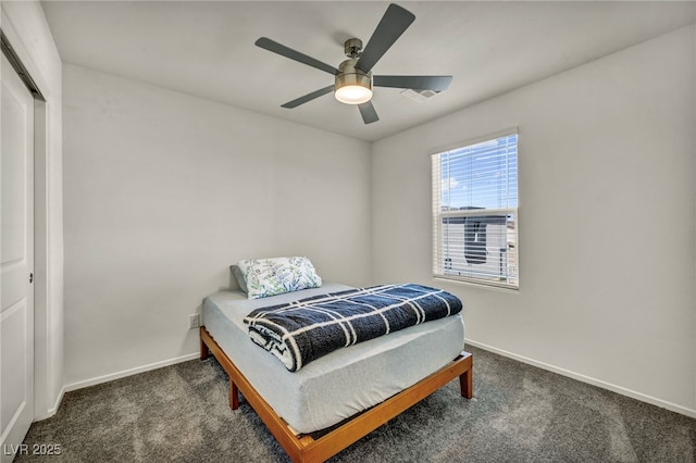 3725 Celesta Vista Ave, Henderson, NV 89044 - bedroom featuring carpet flooring, baseboards, a closet, and ceiling fan