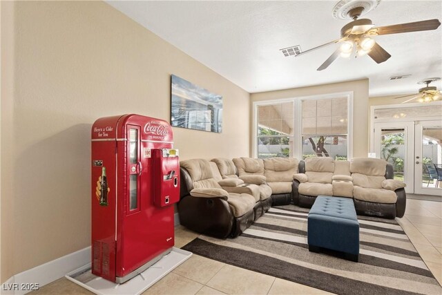 9517 Spanish Steps Ln, Las Vegas, NV 89117 - living area featuring tile patterned floors and ceiling fan