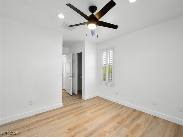 4016 Balsam Mountain St, Las Vegas, NV 89129 - empty room featuring baseboards, a ceiling fan, wood finished floors, and recessed lighting