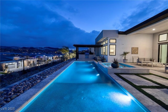 148 Tre Pietre St, Henderson, NV 89011 - view of pool featuring an outdoor living space, a patio, a fenced in pool, and fence