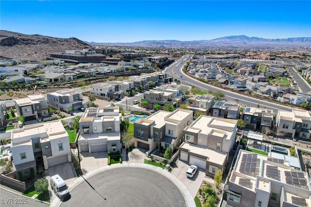 aerial view with a residential view and a mountain view