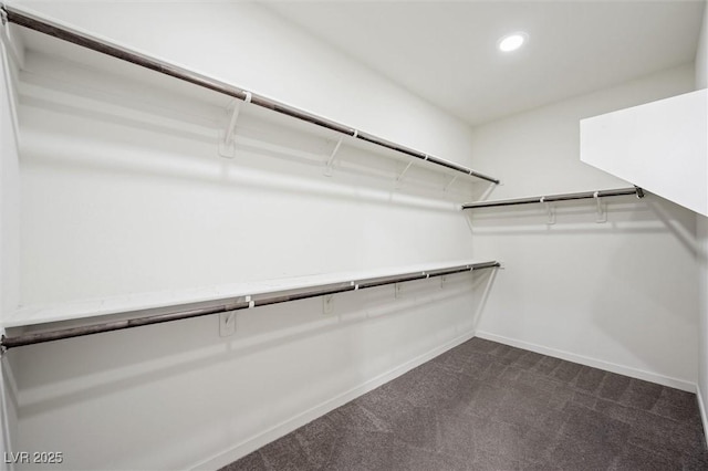 spacious closet with dark carpet
