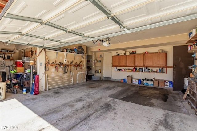 garage with a garage door opener