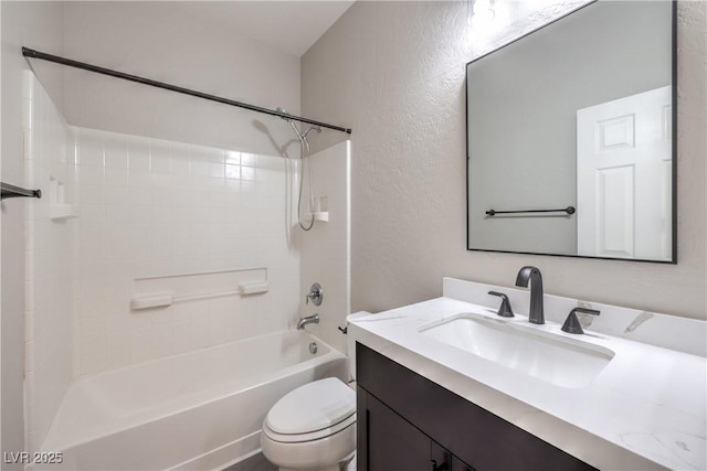 260 Pioneers Peak, Henderson, NV 89002 - bathroom with vanity, toilet, washtub / shower combination, and a textured wall
