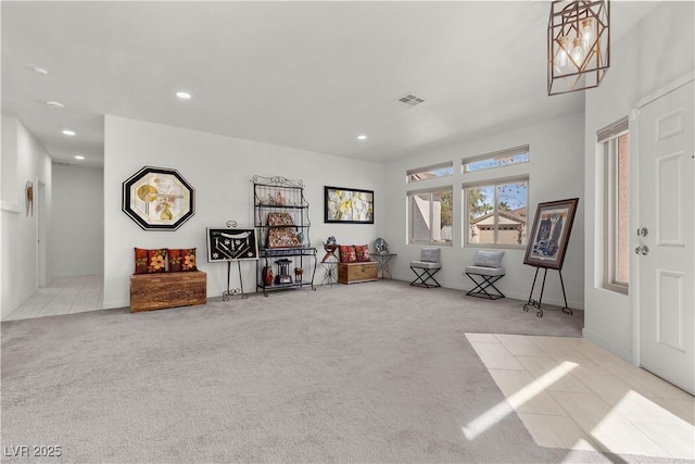 interior space featuring visible vents and recessed lighting