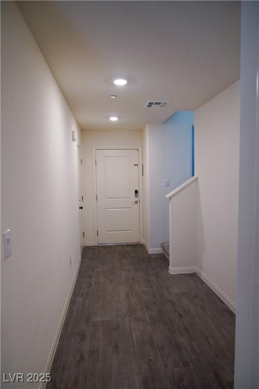 2765 Frosted Teal Ave, North Las Vegas, NV 89086 - corridor featuring baseboards, wood finished floors, and recessed lighting