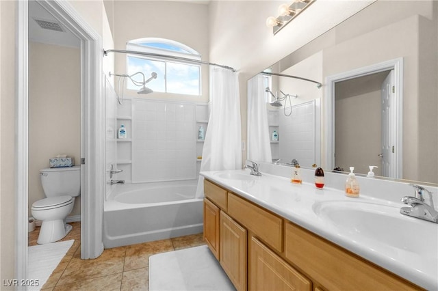 full bath featuring tile patterned flooring, visible vents, a sink, and toilet