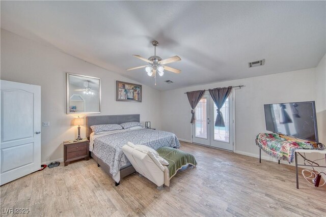 3424 Mount Charleston Dr, Pahrump, NV 89048 - bedroom with access to outside, lofted ceiling, wood finished floors, baseboards, and a ceiling fan