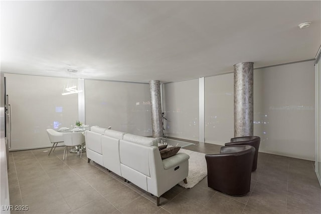 view of tiled living room