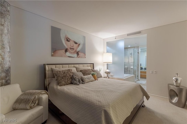 bedroom featuring baseboards, carpet, and visible vents