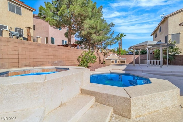 9967 Pipestone St, Las Vegas, NV 89141 - view of swimming pool featuring a gazebo, a fenced backyard, and a patio