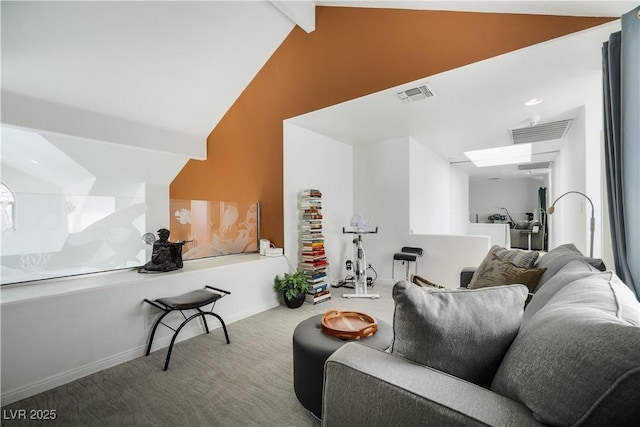 6923 Emerald Springs Ln, Las Vegas, NV 89113 - living area with carpet floors and a skylight