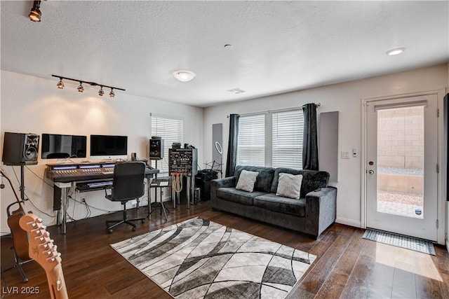 105 Campbelltown Ave, Henderson, NV 89015 - office area with baseboards, a textured ceiling, and wood finished floors