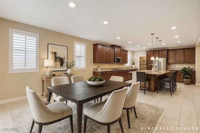 1004 Bluebird Ridge Ct, North Las Vegas, NV 89084 - dining room featuring healthy amount of natural light, recessed lighting, and light tile patterned floors