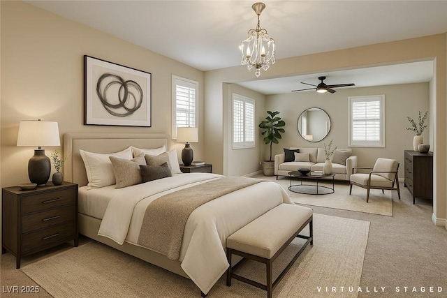 1004 Bluebird Ridge Ct, North Las Vegas, NV 89084 - bedroom featuring a chandelier and light colored carpet