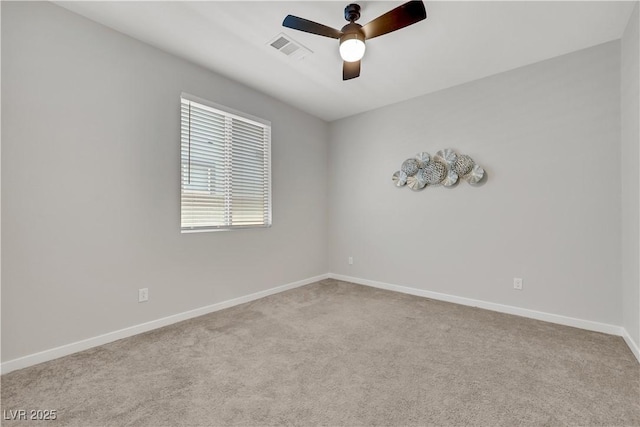 1609 Dream Canyon Ave, North Las Vegas, NV 89084 - spare room featuring ceiling fan, baseboards, visible vents, and carpet