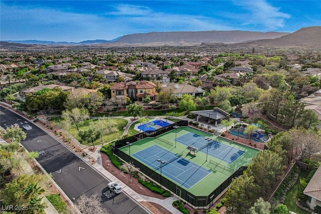 aerial view with a residential view and a mountain view