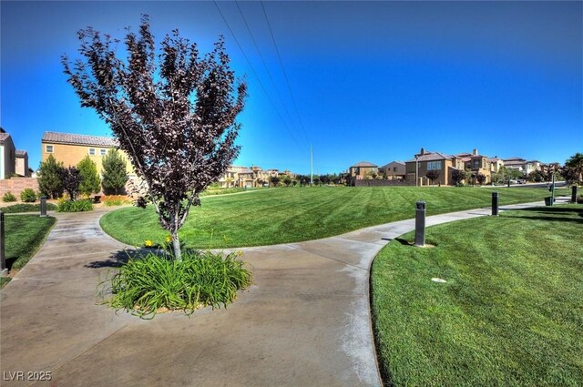 view of property's community with a lawn and a residential view
