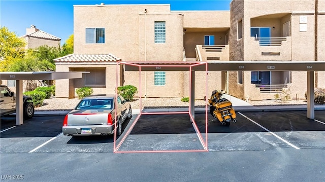 view of covered parking lot