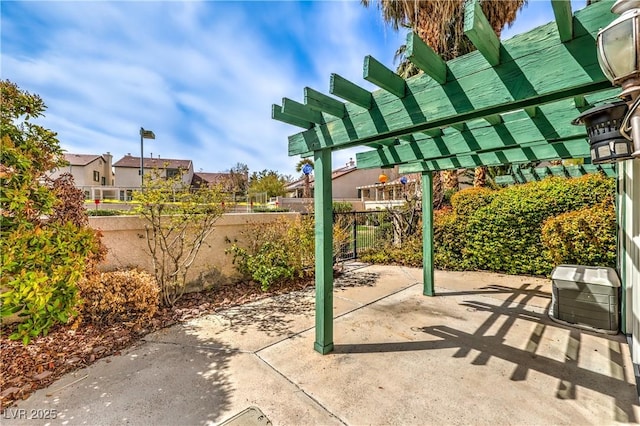 view of patio / terrace featuring fence, area for grilling, and a pergola