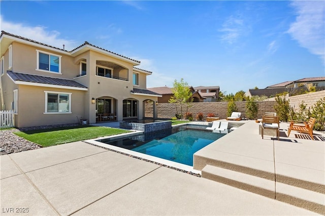 11834 Albissola Ave, Las Vegas, NV 89138 - view of pool featuring a fenced in pool, a fenced backyard, a yard, and a patio area