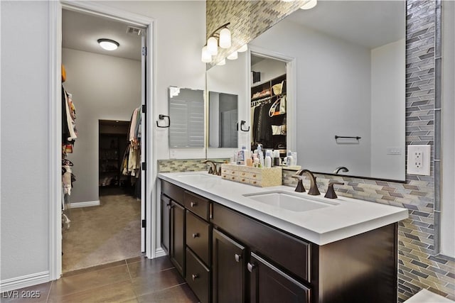 11834 Albissola Ave, Las Vegas, NV 89138 - full bath with double vanity, a sink, tile patterned flooring, and visible vents