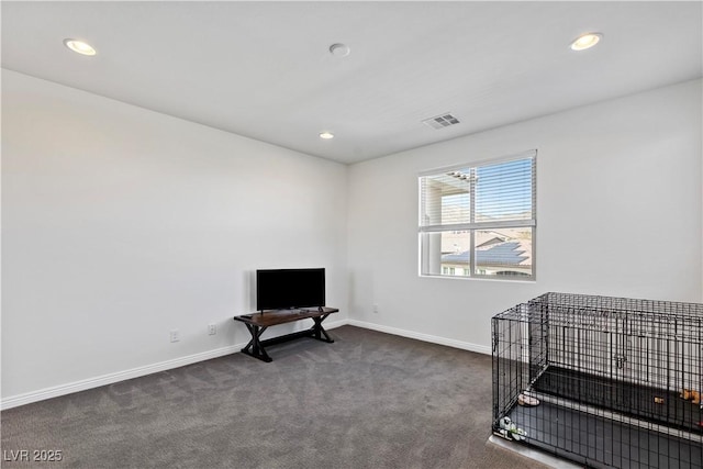 11834 Albissola Ave, Las Vegas, NV 89138 - misc room featuring recessed lighting, baseboards, dark colored carpet, and visible vents