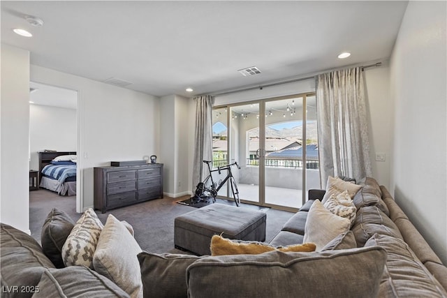 11834 Albissola Ave, Las Vegas, NV 89138 - living area featuring visible vents, recessed lighting, and carpet