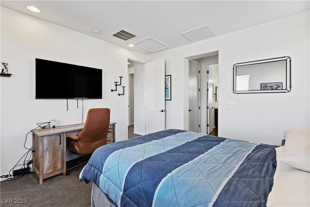 11834 Albissola Ave, Las Vegas, NV 89138 - bedroom featuring carpet flooring, attic access, and visible vents