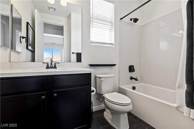 11834 Albissola Ave, Las Vegas, NV 89138 - full bathroom with visible vents, toilet, vanity, tile patterned flooring, and shower / bathtub combination