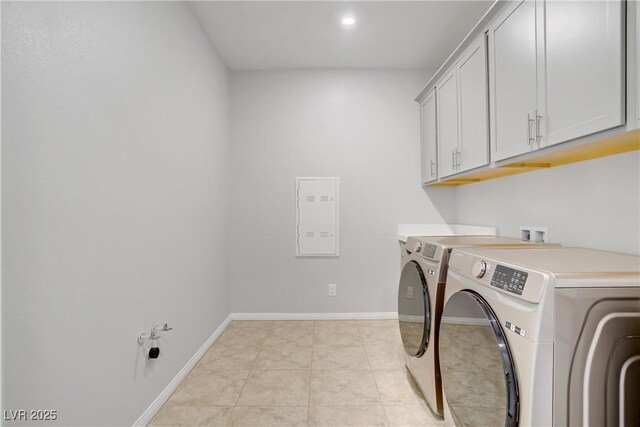 8564 Scalpay St, Las Vegas, NV 89166 - washroom with cabinet space, washing machine and dryer, baseboards, and recessed lighting