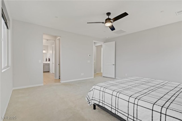 8564 Scalpay St, Las Vegas, NV 89166 - bedroom featuring light carpet, baseboards, and ceiling fan