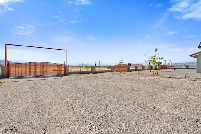 view of yard with fence and a gate