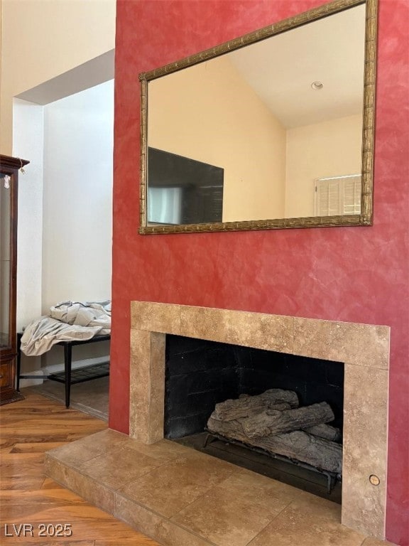 2569 Malabar Ave, Las Vegas, NV 89121 - detailed view of a tile fireplace and wood finished floors