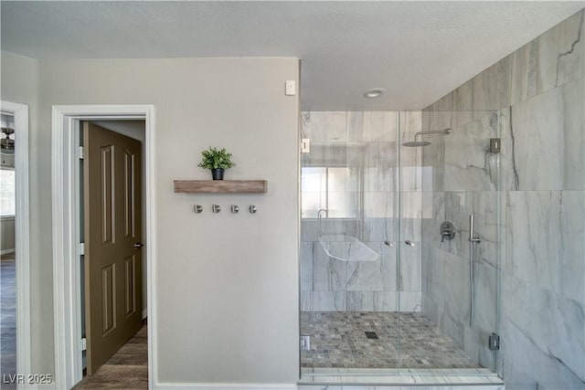 1131 China St, Pahrump, NV 89048 - bathroom with a shower stall and wood finished floors
